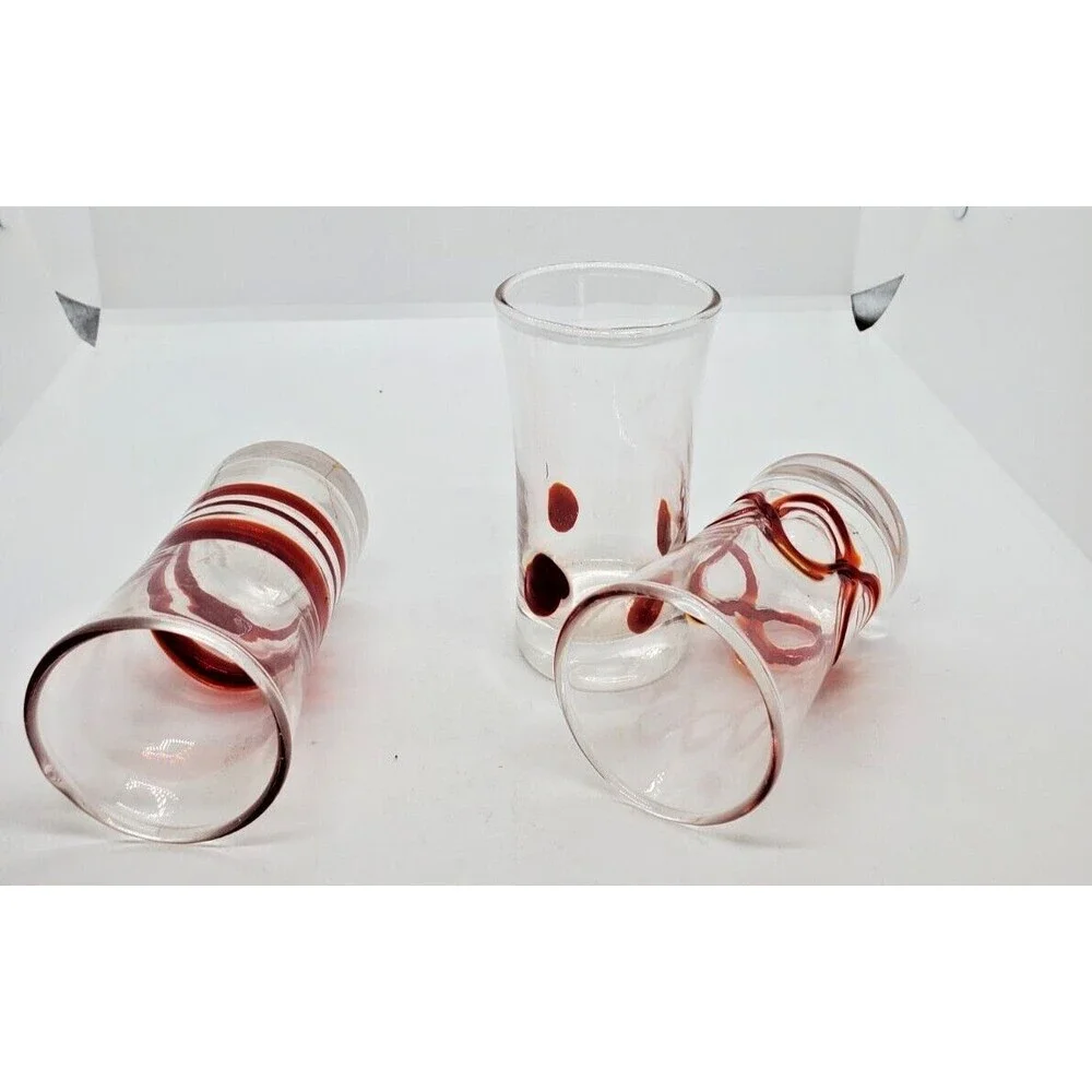 Pier One Imports Art Glass Shot Glasses Reds to Orange (3 in the set)